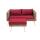 2er Sofa HLO-CP2 mit Fuhocker Rundrattan natura 45 cm Hellbraun ~ rubinrot