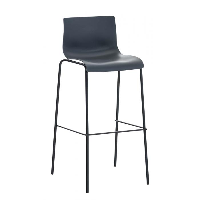 2er Set Barhocker HLO-CP20 Kunststoff 4-Fu Gestell schwarz ~ grau