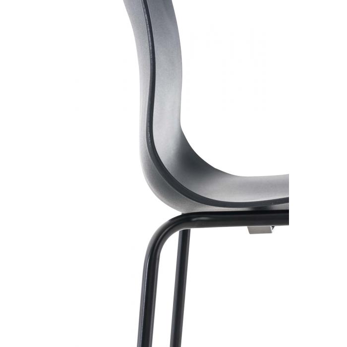 2er Set Barhocker HLO-CP20 Kunststoff 4-Fu Gestell schwarz ~ grau