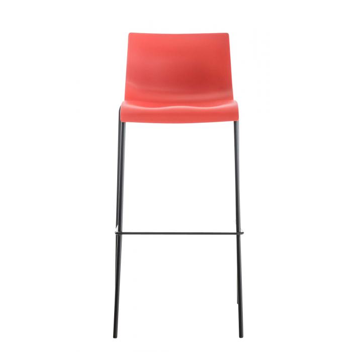2er Set Barhocker HLO-CP20 Kunststoff 4-Fu Gestell schwarz ~ rot