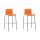 2er Set Barhocker HLO-CP20 Kunststoff 4-Fu Gestell schwarz ~ orange