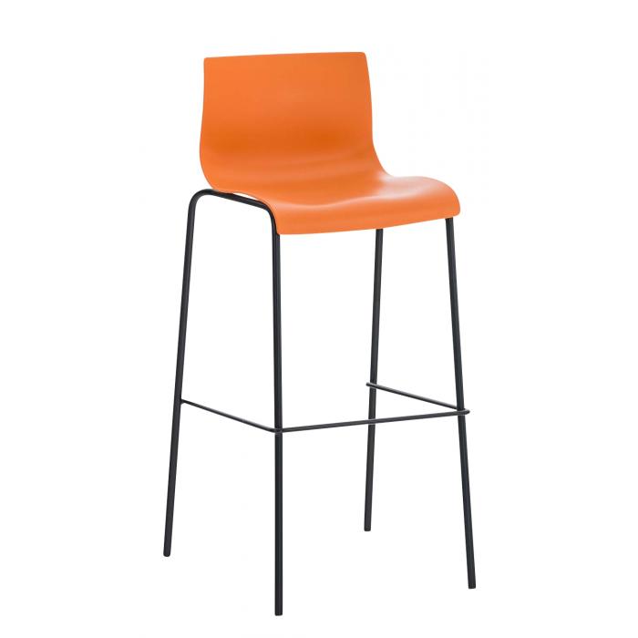 2er Set Barhocker HLO-CP20 Kunststoff 4-Fu Gestell schwarz ~ orange