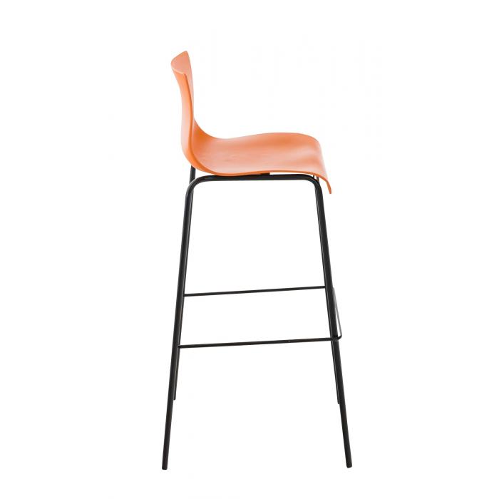 2er Set Barhocker HLO-CP20 Kunststoff 4-Fu Gestell schwarz ~ orange