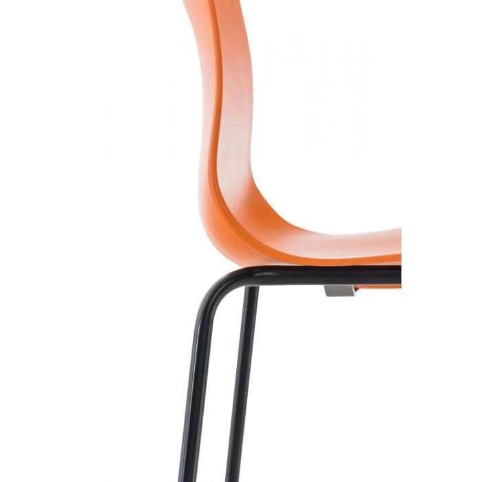 2er Set Barhocker HLO-CP20 Kunststoff 4-Fu Gestell schwarz ~ orange