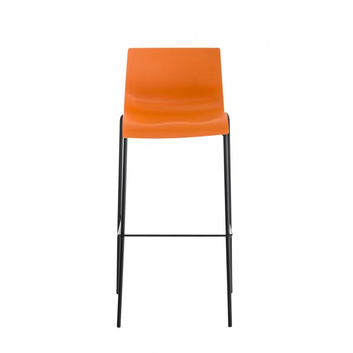 2er Set Barhocker HLO-CP20 Kunststoff 4-Fu Gestell schwarz ~ orange