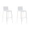 2er Set Barhocker HLO-CP20 Kunststoff 4-Fu Gestell chrom ~ wei