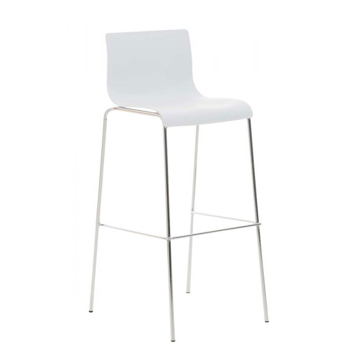 2er Set Barhocker HLO-CP20 Kunststoff 4-Fu Gestell chrom ~ wei