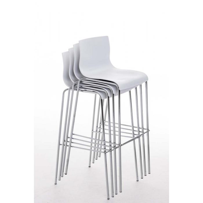 2er Set Barhocker HLO-CP20 Kunststoff 4-Fu Gestell chrom ~ wei