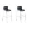2er Set Barhocker HLO-CP20 Kunststoff 4-Fu Gestell chrom ~ schwarz
