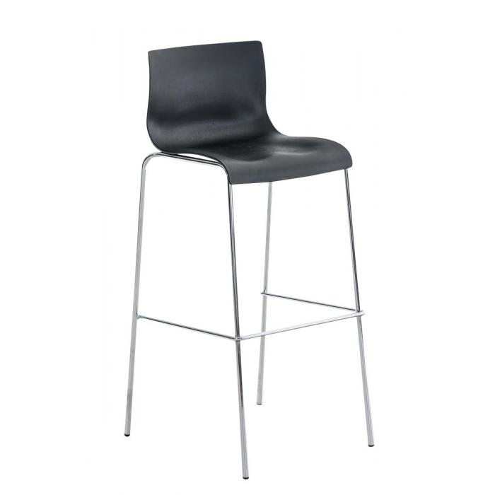 2er Set Barhocker HLO-CP20 Kunststoff 4-Fu Gestell chrom ~ schwarz