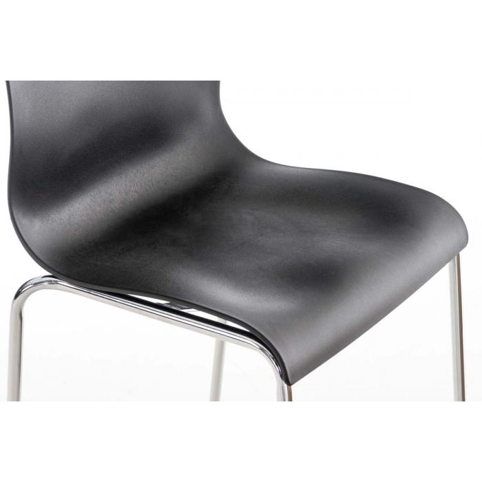 2er Set Barhocker HLO-CP20 Kunststoff 4-Fu Gestell chrom ~ schwarz