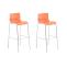 2er Set Barhocker HLO-CP20 Kunststoff 4-Fu Gestell chrom ~ orange