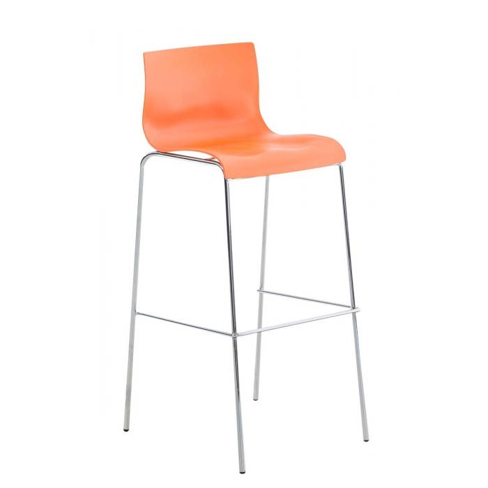 2er Set Barhocker HLO-CP20 Kunststoff 4-Fu Gestell chrom ~ orange