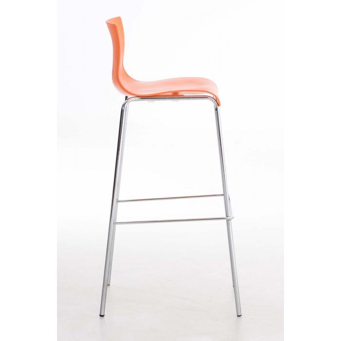 2er Set Barhocker HLO-CP20 Kunststoff 4-Fu Gestell chrom ~ orange