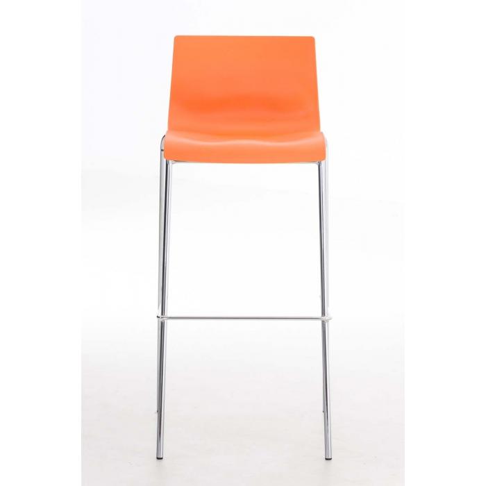 2er Set Barhocker HLO-CP20 Kunststoff 4-Fu Gestell chrom ~ orange