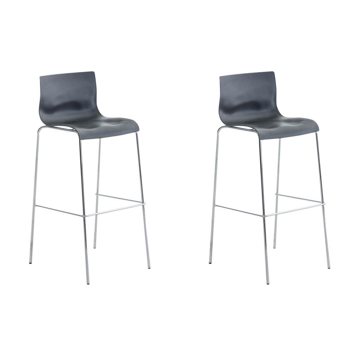 2er Set Barhocker HLO-CP20 Kunststoff 4-Fu Gestell chrom ~ grau