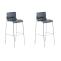 2er Set Barhocker HLO-CP20 Kunststoff 4-Fu Gestell chrom ~ grau