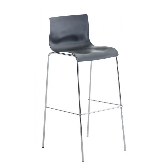 2er Set Barhocker HLO-CP20 Kunststoff 4-Fu Gestell chrom ~ grau