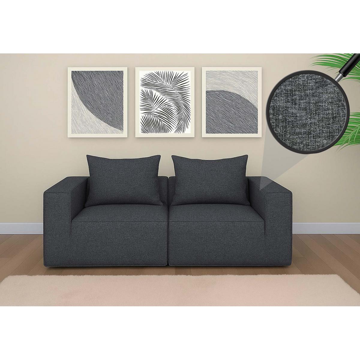 2er-Sofa HWC-O54, Couch 2-Sitzer Loungesofa, modular Stoff/Textil (300g/m) 63x194x97cm ~ dunkelgrau