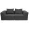 2er-Sofa HWC-O54, Couch 2-Sitzer Loungesofa, modular Stoff/Textil (300g/m) 63x194x97cm ~ dunkelgrau