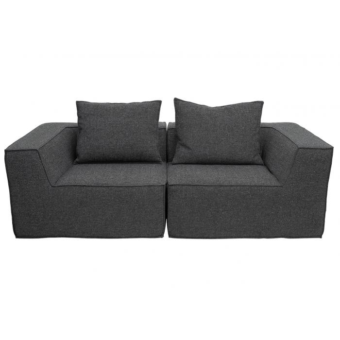 2er-Sofa HWC-O54, Couch 2-Sitzer Loungesofa, modular Stoff/Textil (300g/m) 63x194x97cm ~ dunkelgrau