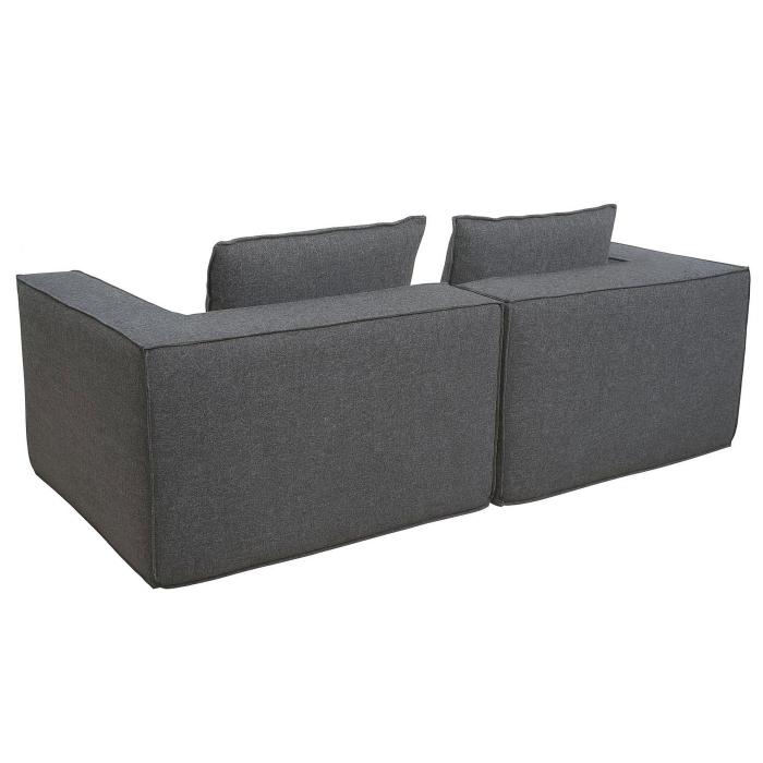 2er-Sofa HWC-O54, Couch 2-Sitzer Loungesofa, modular Stoff/Textil (300g/m) 63x194x97cm ~ dunkelgrau