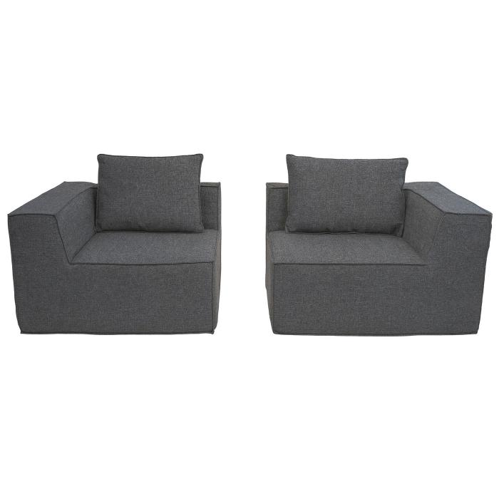 2er-Sofa HWC-O54, Couch 2-Sitzer Loungesofa, modular Stoff/Textil (300g/m) 63x194x97cm ~ dunkelgrau