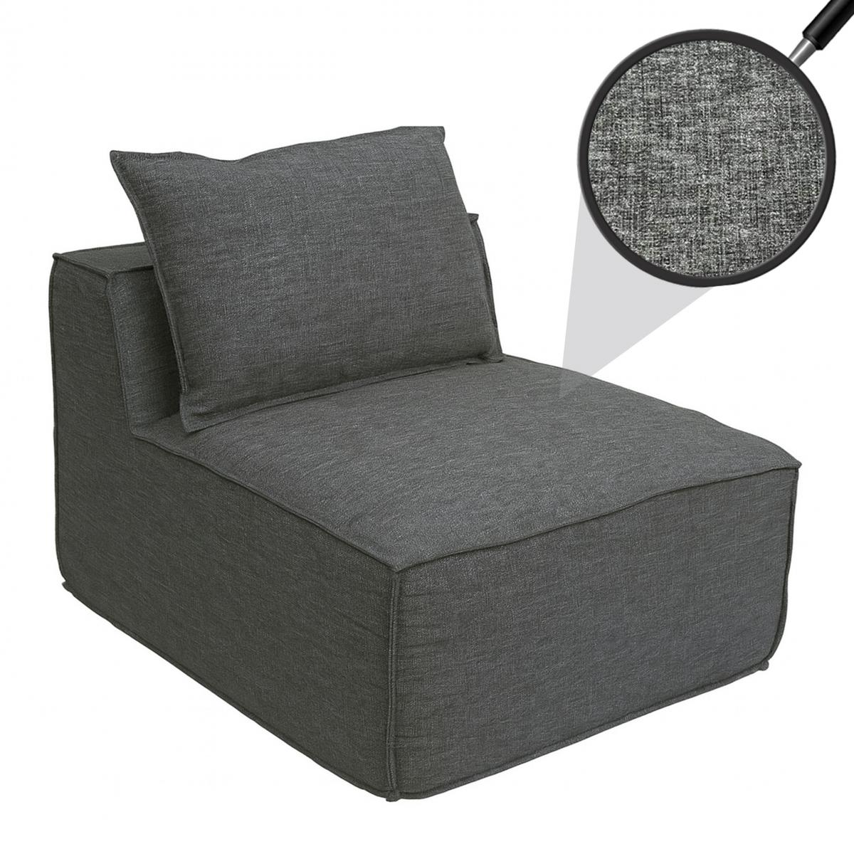 Sessel HWC-O54, Loungesessel Polstersessel Clubsessel Mittelteil, Stoff/Textil (300g/m) 63x75x97cm ~ dunkelgrau