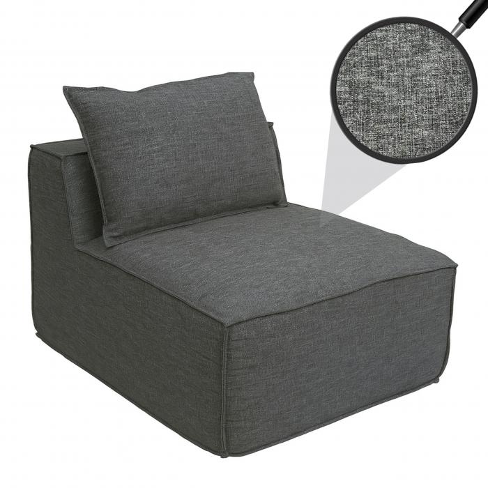 Sessel HWC-O54, Loungesessel Polstersessel Clubsessel Mittelteil, Stoff/Textil (300g/m) 63x75x97cm ~ dunkelgrau