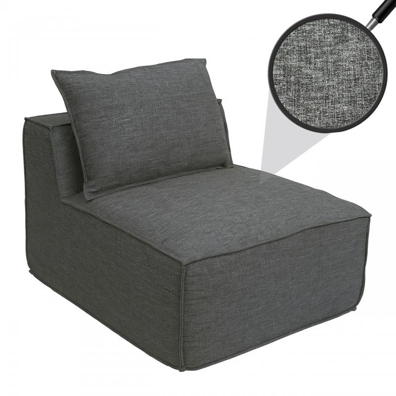 Sessel HWC-O54, Loungesessel Polstersessel Clubsessel Mittelteil, Stoff/Textil (300g/m) 63x75x97cm ~ dunkelgrau