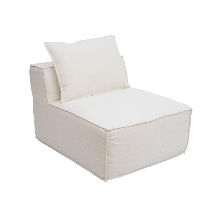 Sofa-Garnitur HWC-O54, Couch Sofa Loungesofa mit Ottomane modular vakuumiert, Stoff/Textil 63x270x190cm ~ creme