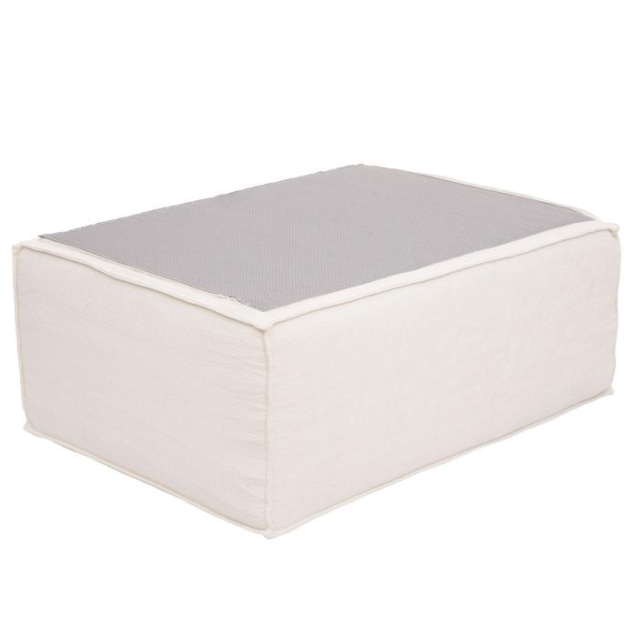Sofa-Garnitur HWC-O54, Couch Sofa Loungesofa mit Ottomane modular vakuumiert, Stoff/Textil 63x270x190cm ~ creme