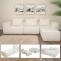 Sofa-Garnitur HWC-O54, Couch Sofa Loungesofa mit Ottomane modular vakuumiert, Stoff/Textil 63x270x190cm ~ creme