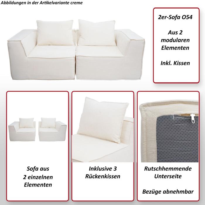 2er-Sofa HWC-O54, Couch 2-Sitzer Loungesofa, modular Stoff/Textil (300g/m) 63x194x97cm ~ terrakotta