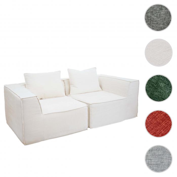 2er-Sofa HWC-O54, Couch 2-Sitzer Loungesofa, modular Stoff/Textil (300g/m) 63x194x97cm ~ creme