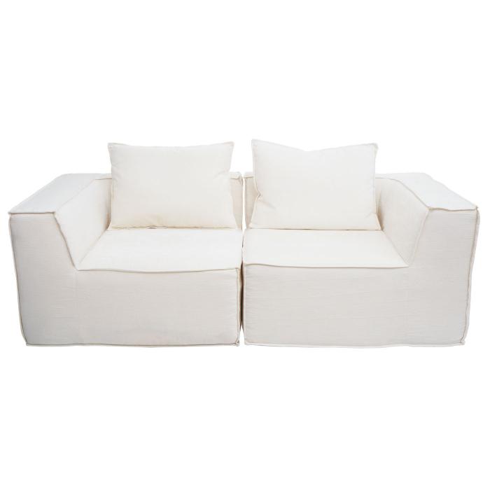 2er-Sofa HWC-O54, Couch 2-Sitzer Loungesofa, modular Stoff/Textil (300g/m) 63x194x97cm ~ creme