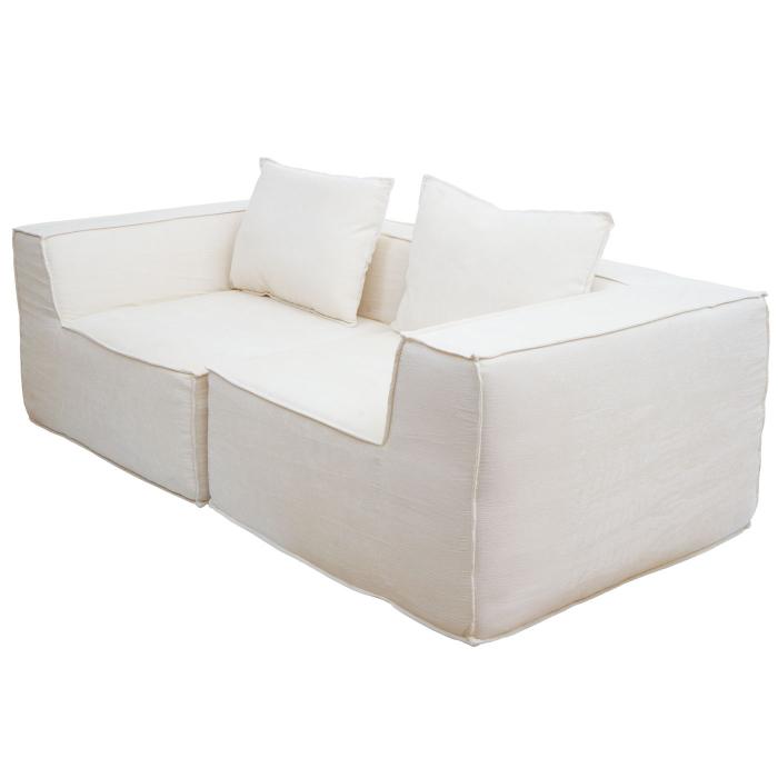 2er-Sofa HWC-O54, Couch 2-Sitzer Loungesofa, modular Stoff/Textil (300g/m) 63x194x97cm ~ creme