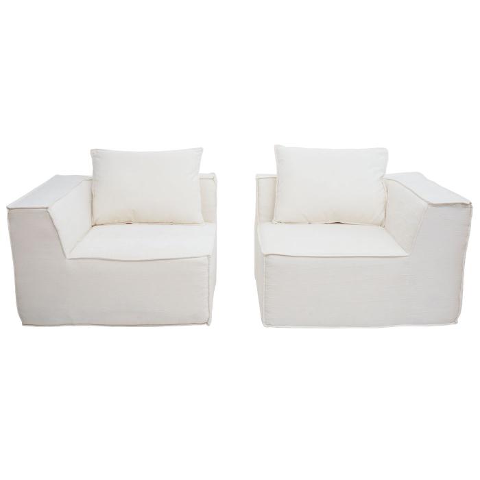 2er-Sofa HWC-O54, Couch 2-Sitzer Loungesofa, modular Stoff/Textil (300g/m) 63x194x97cm ~ creme