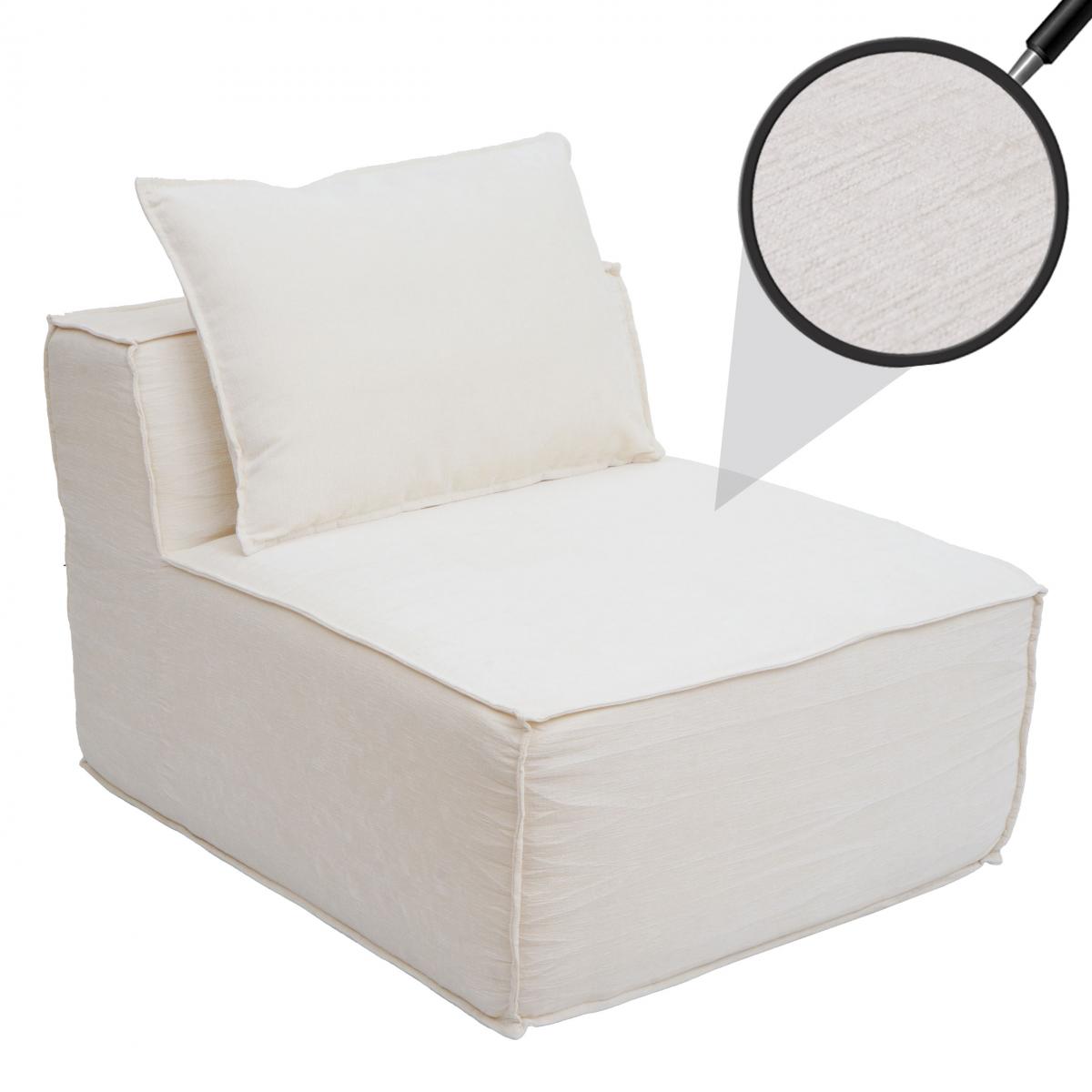 Sessel HWC-O54, Loungesessel Polstersessel Clubsessel Mittelteil, Stoff/Textil (300g/m) 63x75x97cm ~ creme