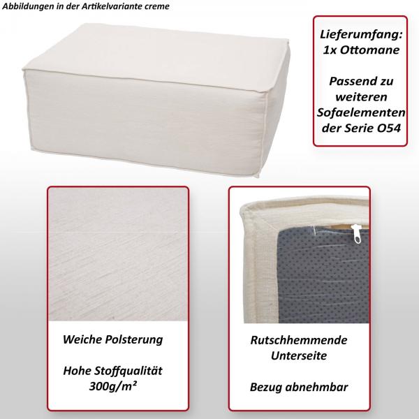 Foto mit wichtigsten Merkmalen des Produktes Ottomane HWC-O54, Hocker Fuablage Recamiere Chaiselongue, Stoff/Textil (300g/m) 38x75x97cm ~ grn
