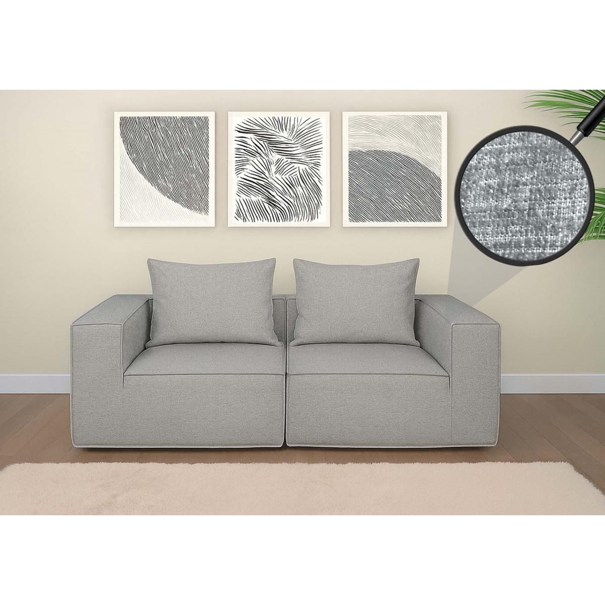 2er-Sofa HWC-O54, Couch 2-Sitzer Loungesofa, modular Stoff/Textil (300g/m) 63x194x97cm ~ hellgrau