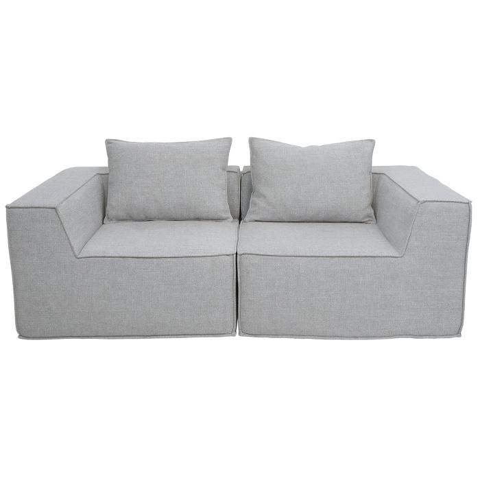 2er-Sofa HWC-O54, Couch 2-Sitzer Loungesofa, modular Stoff/Textil (300g/m) 63x194x97cm ~ hellgrau