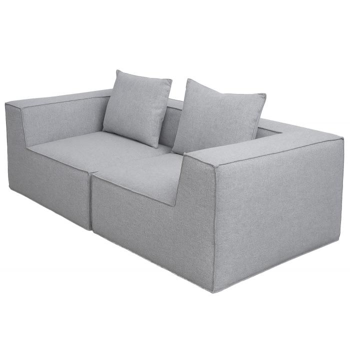 2er-Sofa HWC-O54, Couch 2-Sitzer Loungesofa, modular Stoff/Textil (300g/m) 63x194x97cm ~ hellgrau