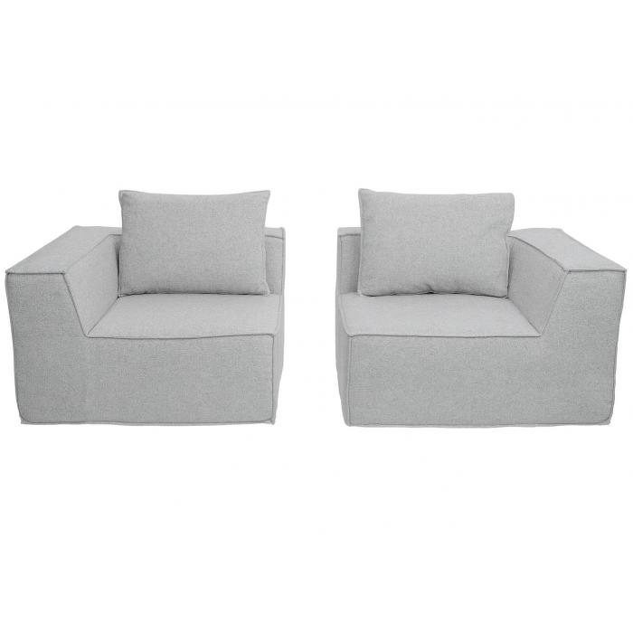 2er-Sofa HWC-O54, Couch 2-Sitzer Loungesofa, modular Stoff/Textil (300g/m) 63x194x97cm ~ hellgrau