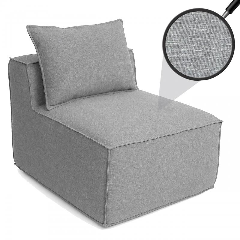 Sessel HWC-O54, Loungesessel Polstersessel Clubsessel Mittelteil, Stoff/Textil (300g/m) 63x75x97cm ~ hellgrau