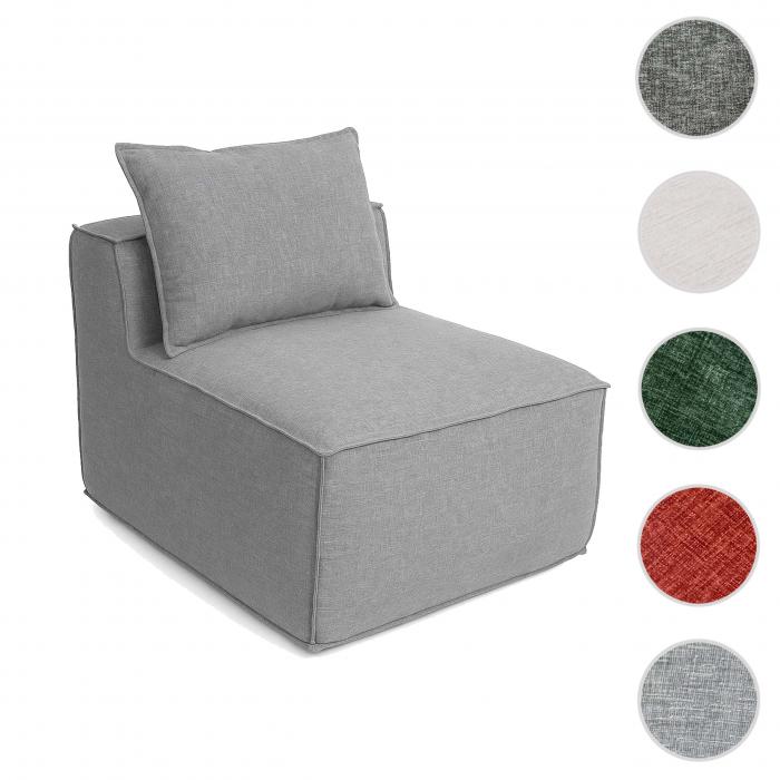 Sessel HWC-O54, Loungesessel Polstersessel Clubsessel Mittelteil, Stoff/Textil (300g/m) 63x75x97cm ~ hellgrau