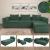 Sofa-Garnitur HWC-O54, Couch Sofa Loungesofa mit Ottomane modular, Stoff/Textil 63x270x190cm ~ grn
