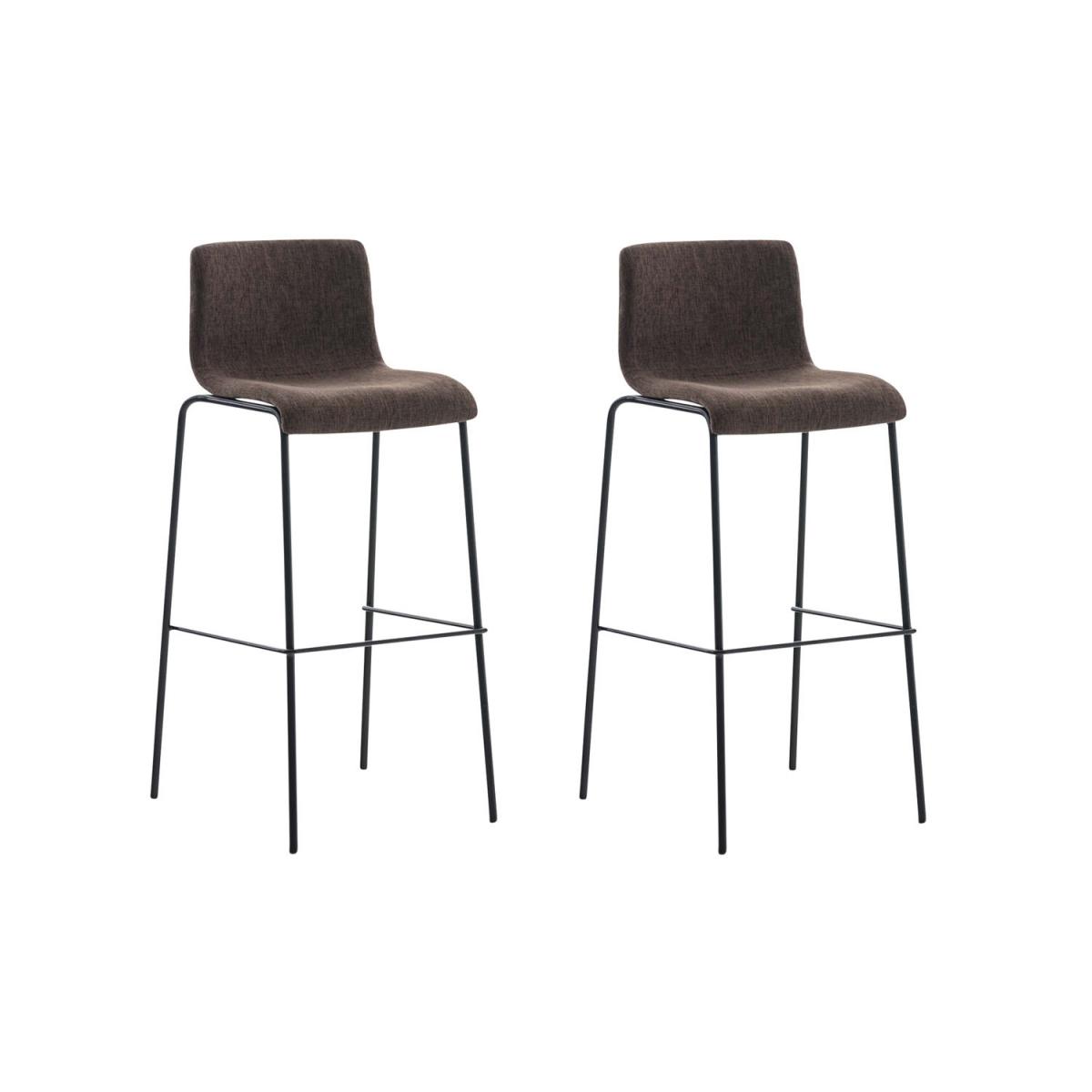 2er Set Barhocker HLO-CP20 Stoff 4-Fu Gestell schwarz ~ braun