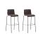 2er Set Barhocker HLO-CP20 Stoff 4-Fu Gestell schwarz ~ braun