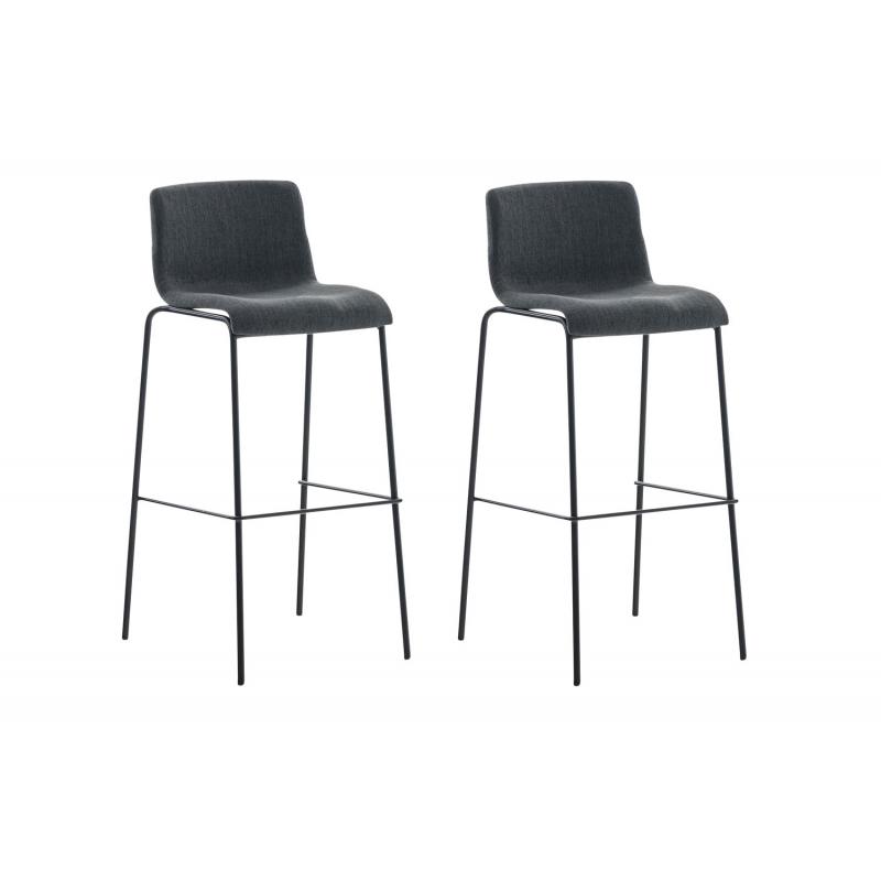 2er Set Barhocker HLO-CP20 Stoff 4-Fu Gestell schwarz ~ dunkelgrau